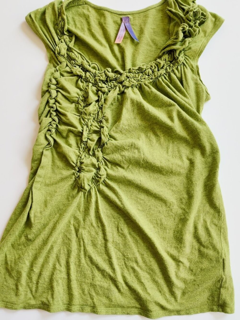 Anthropologie boho green scrunched tank top size small bohochic  y2keuro